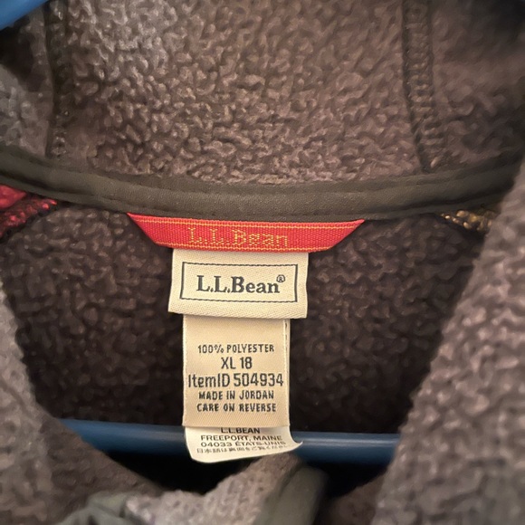 L.L. Bean red yellow color block better sweater full zip up fleece hoodie XL 18 - Picture 2 of 3